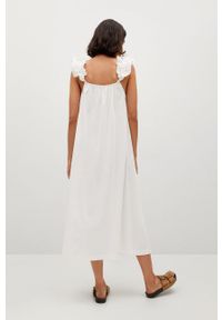 mango - Mango Sukienka bawełniana Margot kolor biały midi oversize. Kolor: biały. Materiał: bawełna. Wzór: gładki. Typ sukienki: oversize. Długość: midi #3