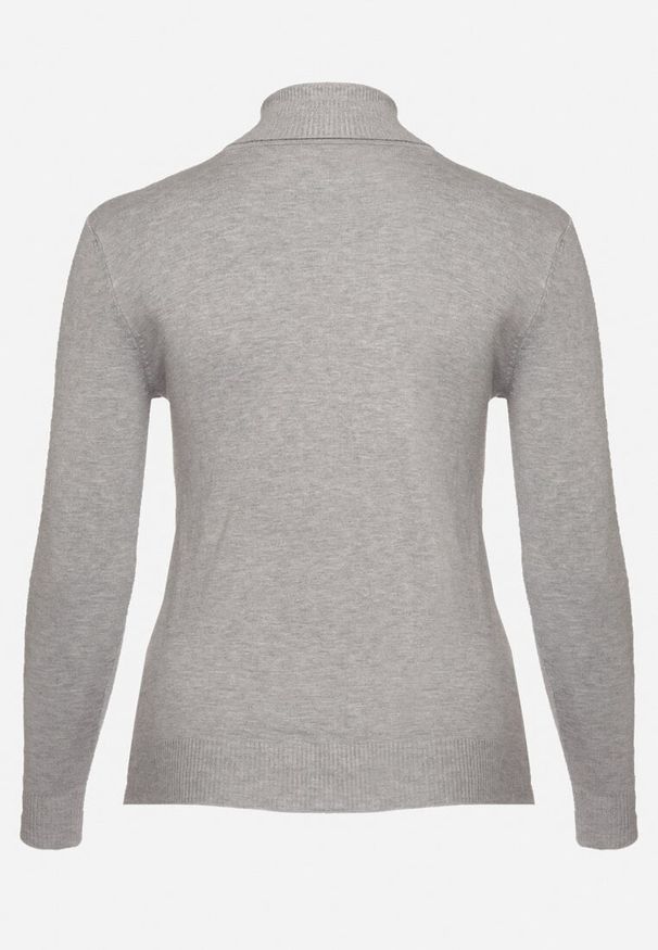 Born2be - Szary Golf z Bawełną o Prostym Kroju Gemista. Okazja: na co dzień. Typ kołnierza: golf. Kolekcja: plus size. Kolor: szary. Materiał: bawełna. Styl: elegancki, klasyczny, casual