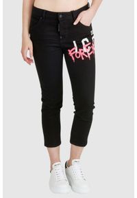 DSQUARED2 Icon forever cool girl cropped jeans czarne jeansy damskie. Kolor: czarny. Wzór: aplikacja #1