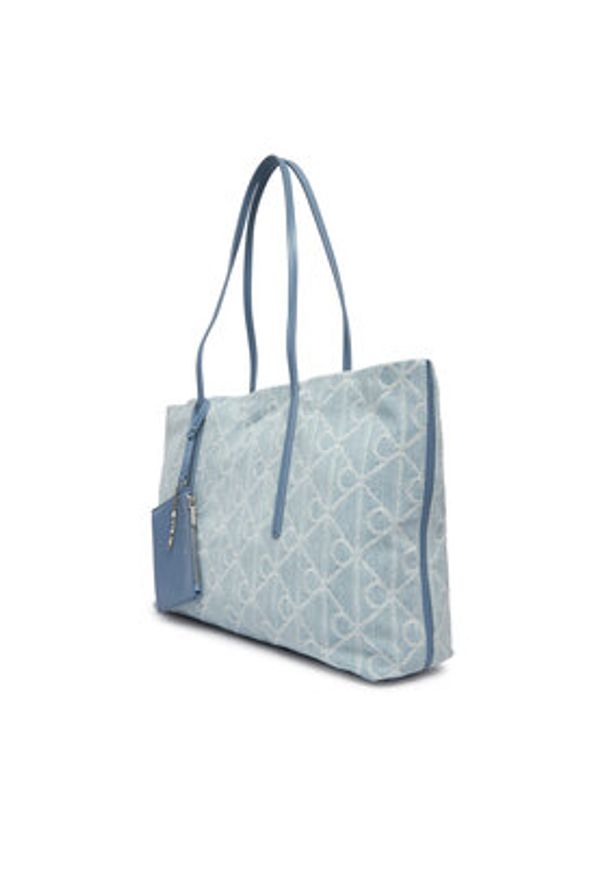 Calvin Klein Torebka Emblem Aop Denim Tote W/ Pouch LV04F3428G Niebieski. Kolor: niebieski