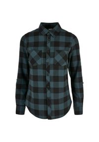 Damska koszula w kratę z flaneli Urban Classics. Kolor: niebieski, wielokolorowy, czarny. Wzór: kratka #1