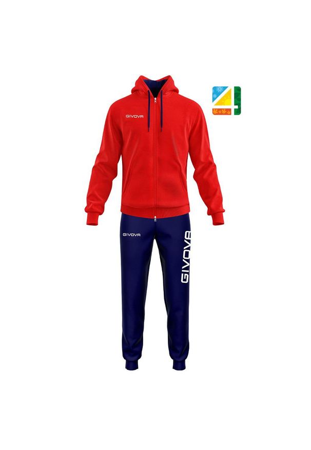 Givova Tuta King bawełniany dres, M, dwukolorowy. Kolor: czerwony, niebieski, wielokolorowy. Materiał: bawełna, dresówka. Sport: fitness