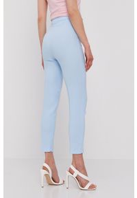 Nissa Spodnie damskie proste high waist. Okazja: na co dzień. Stan: podwyższony. Kolor: niebieski. Materiał: tkanina. Styl: casual #4