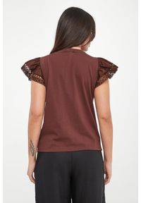 Twinset Milano - T-shirt damski z koronką TWINSET. Materiał: koronka. Wzór: koronka #3
