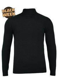 Golf Czarny, Męski Elegancki - Brave Soul - 100% BAWEŁNA. Typ kołnierza: golf. Kolor: czarny. Materiał: bawełna. Sezon: zima, jesień. Styl: elegancki