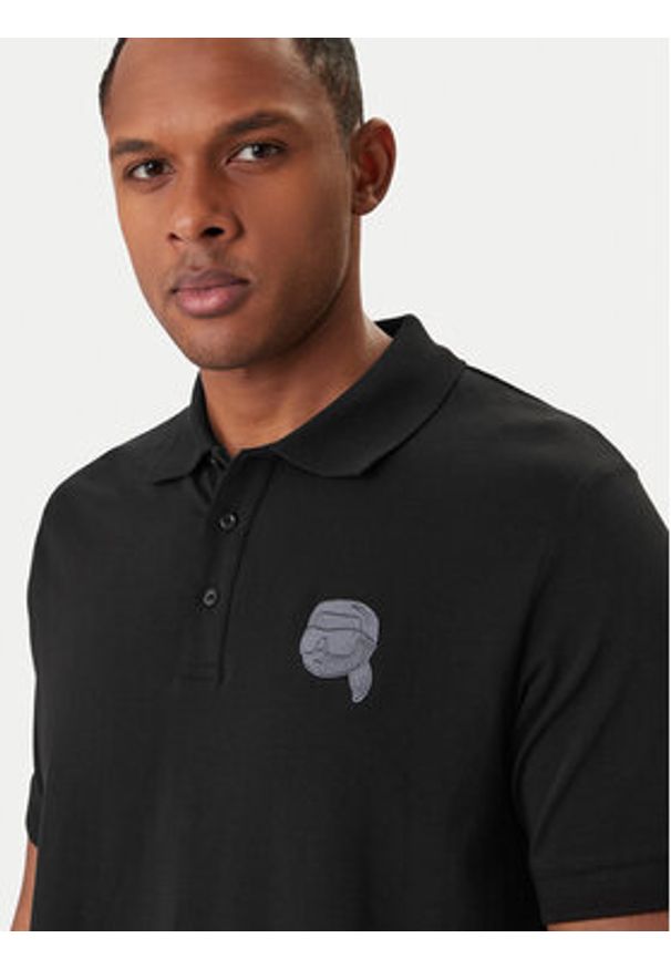 Karl Lagerfeld - KARL LAGERFELD Polo 745022 561235 Czarny Regular Fit. Typ kołnierza: polo. Kolor: czarny. Materiał: bawełna