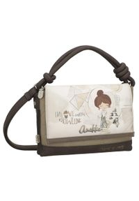 Listonoszka damska Anekke, z klapką z dekoracyjnym nadrukiem i krótką rączką z ozdobnymi węzłami wyposażona w dodatkowy pasek na ramię, wielokolorowa. Kolor: biały. Wzór: nadruk. Styl: casual, elegancki. Rodzaj torebki: na ramię #2