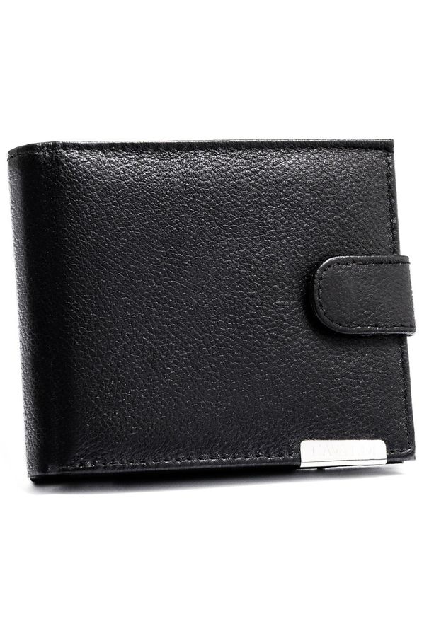 4U CAVALDI - Duży portfel męski ze skóry naturalnej w czarnym kolorze zamykany zatrzaskiem - 4U Cavaldi. Kolor: czarny. Materiał: skóra