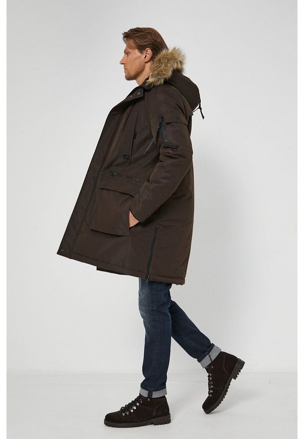 medicine - Medicine - Parka Basic. Okazja: na co dzień. Kolor: brązowy. Materiał: futro. Styl: casual