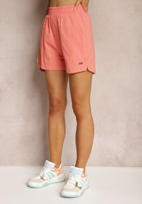 Renee - Różowe Szorty z Bawełny High Waist z Gumką w Pasie Moavia. Okazja: na plażę, na spacer. Stan: podwyższony. Kolor: różowy. Materiał: bawełna. Sezon: lato. Styl: elegancki