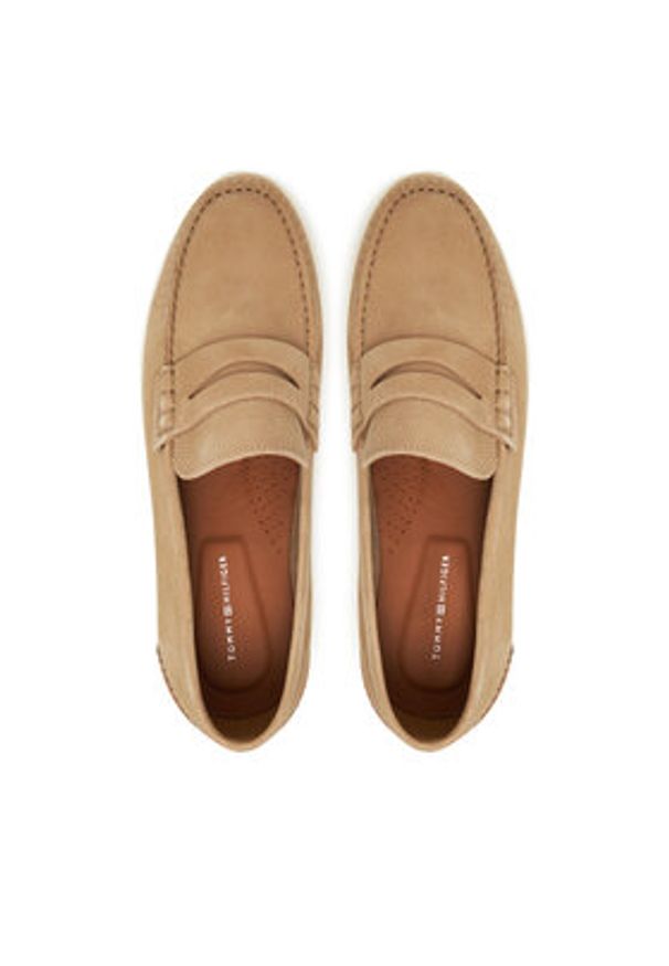 TOMMY HILFIGER - Tommy Hilfiger Mokasyny Nubuck P Loafer FM0FM05350 Beżowy. Kolor: beżowy. Materiał: skóra, nubuk