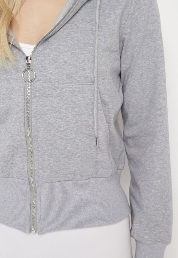 Born2be - Szara Bluza z Kapturem Zapinana na Zamek Błyskawiczny Etarvia. Typ kołnierza: kaptur. Kolor: szary. Sezon: lato, wiosna. Styl: klasyczny