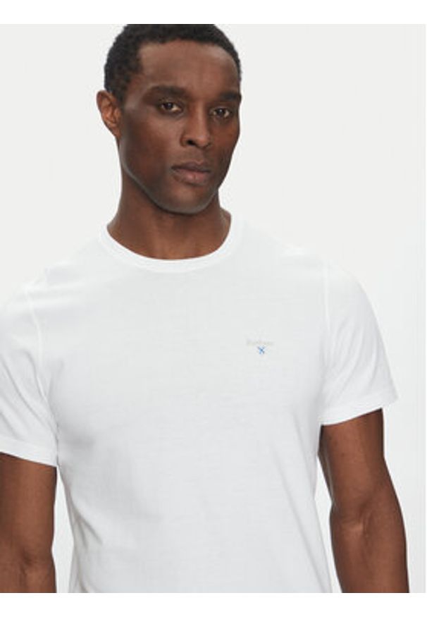 Barbour T-Shirt Tartan MTS0670WH11 Biały Tailored Fit. Kolor: biały. Materiał: bawełna
