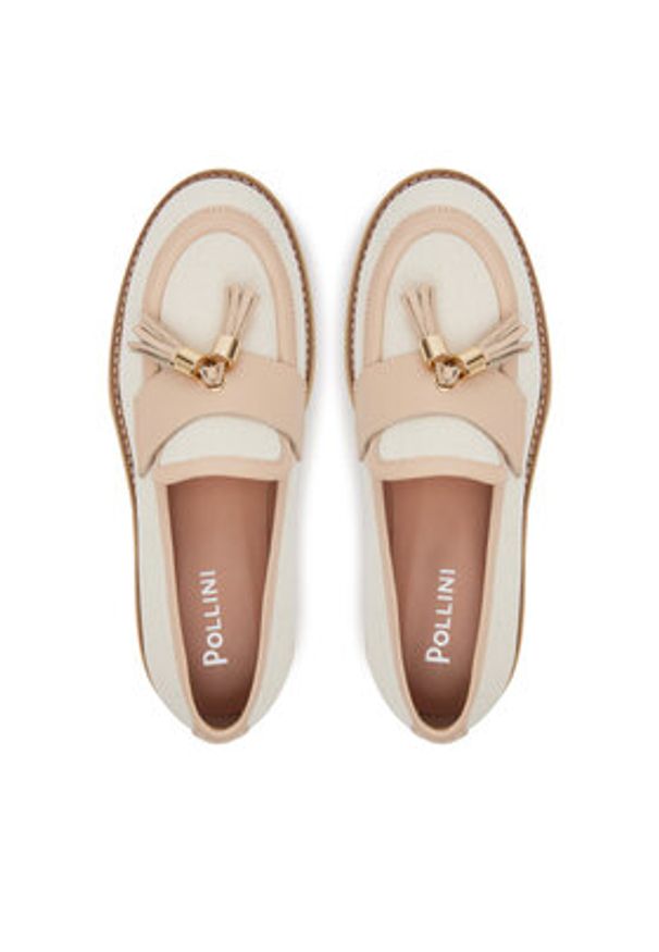 Pollini Loafersy SA10144G1MTO112A Écru. Materiał: materiał