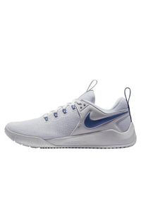 Buty siatkarskie męskie Nike Air Zoom Hyperace 2. Zapięcie: sznurówki. Kolor: biały, niebieski, wielokolorowy. Materiał: syntetyk, materiał. Szerokość cholewki: normalna. Model: Nike Zoom