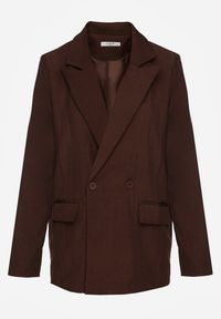 Renee - Brązowa Marynarka Dwurzędowa o Kroju Oversize Clasora. Typ kołnierza: golf. Kolor: brązowy. Materiał: poliester. Styl: klasyczny #2