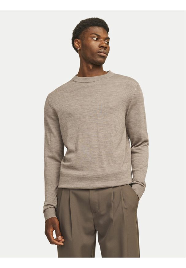 Jack & Jones - Jack&Jones Sweter Merino 12216817 Szary Regular Fit. Kolor: szary. Materiał: wełna