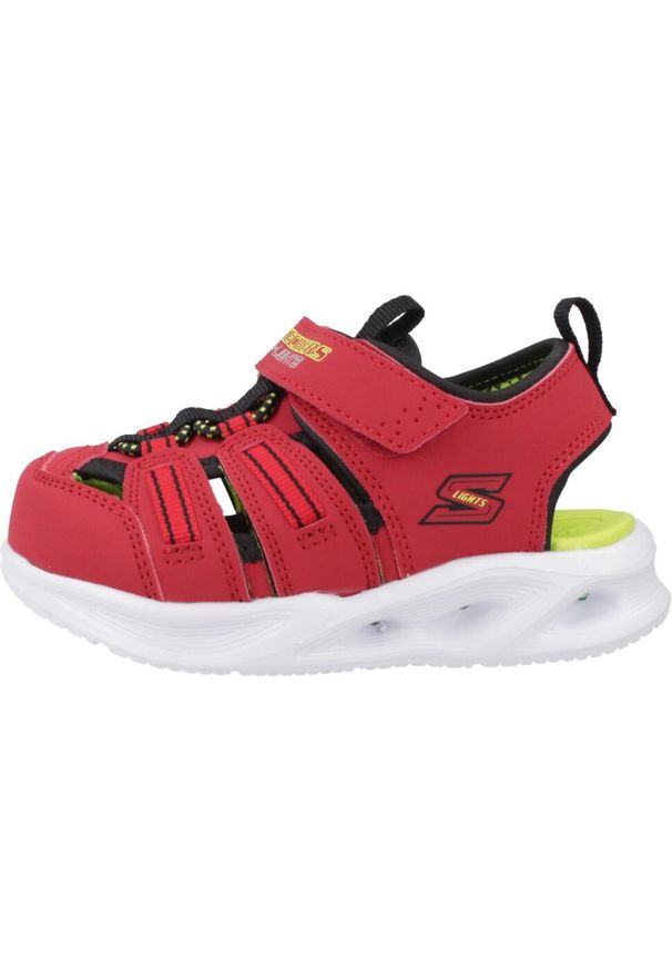 skechers - Sandały dziecięce Skechers Hyper Coast. Kolor: czerwony. Materiał: materiał