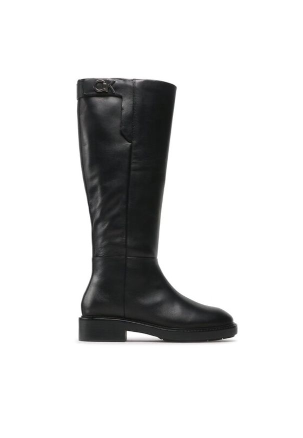 Calvin Klein Oficerki Rubber Sole Knee Boot W Hw HW0HW01255 Czarny. Kolor: czarny. Materiał: skóra