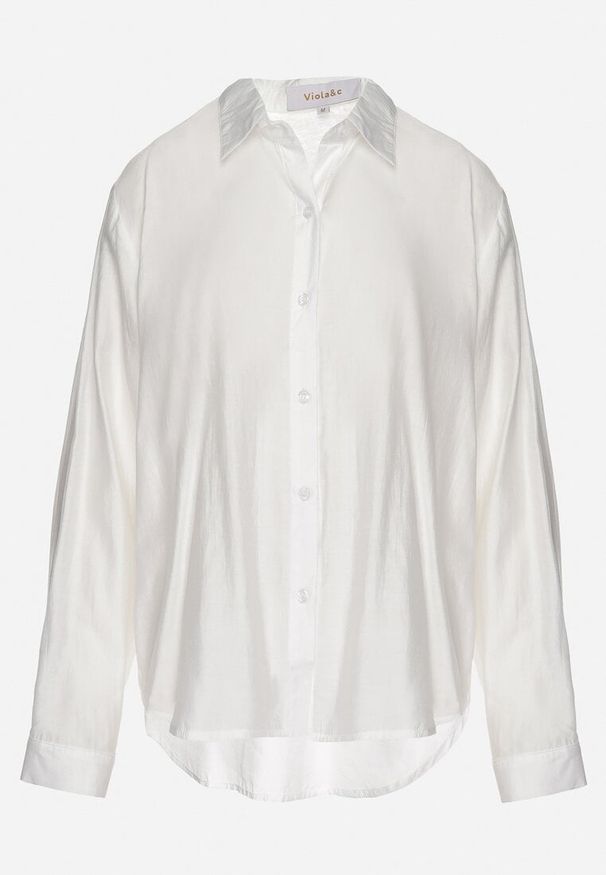 Born2be - Biała Wiskozowa Koszula o Klasycznym Kroju Sovnella. Okazja: na co dzień. Typ kołnierza: kołnierzyk klasyczny, dekolt w kształcie V. Kolor: biały. Materiał: wiskoza. Długość rękawa: długi rękaw. Długość: długie. Styl: klasyczny