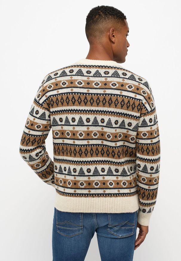 Mustang - MUSTANG EMIL C NORWAY MĘSKI SWETER PASKI CARBON 1014438 4135. Wzór: paski