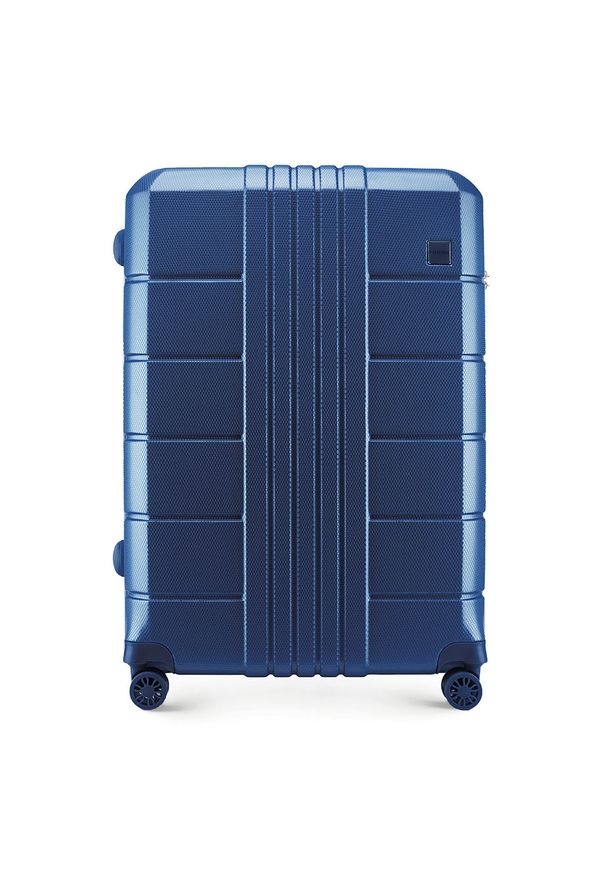 Wittchen - Duża walizka z polikarbonu żłobiona. Kolor: niebieski. Materiał: poliester, guma