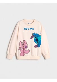 Sinsay - Bluza Stitch - kremowy. Kolor: kremowy. Wzór: nadruk