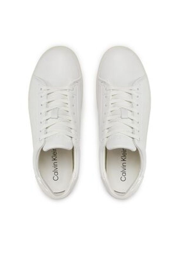Calvin Klein Sneakersy Cupsole Lace Up Pearl HW0HW01897 Biały. Kolor: biały. Materiał: skóra