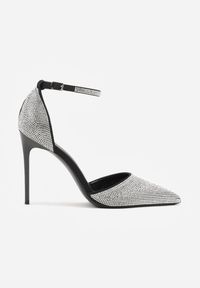 Born2be - Czarne Szpilki z Paskiem wokół Kostki i Cyrkoniowym Zdobieniem Anwedela. Okazja: do pracy, na spotkanie biznesowe. Zapięcie: pasek. Kolor: czarny. Materiał: satyna. Wzór: aplikacja. Obcas: na szpilce. Styl: klasyczny, biznesowy #5