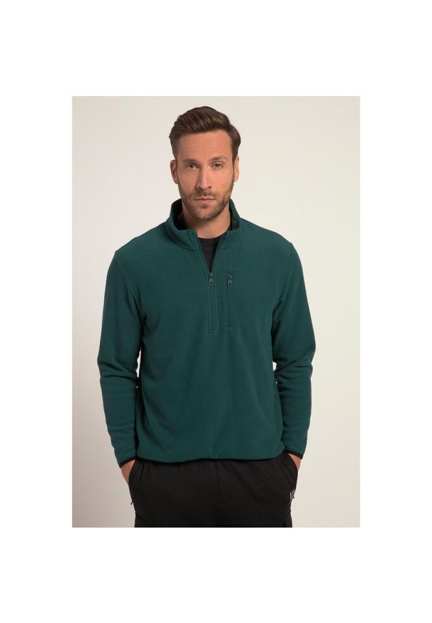 JAY-PI - Męska Bluza polarowa z półgolfem odzież rowerowa długi rękaw. Kolekcja: plus size. Kolor: zielony. Materiał: poliester, materiał. Długość rękawa: długi rękaw. Długość: długie