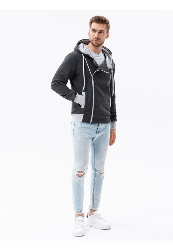 Szara bluza Ombre Clothing z kapturem