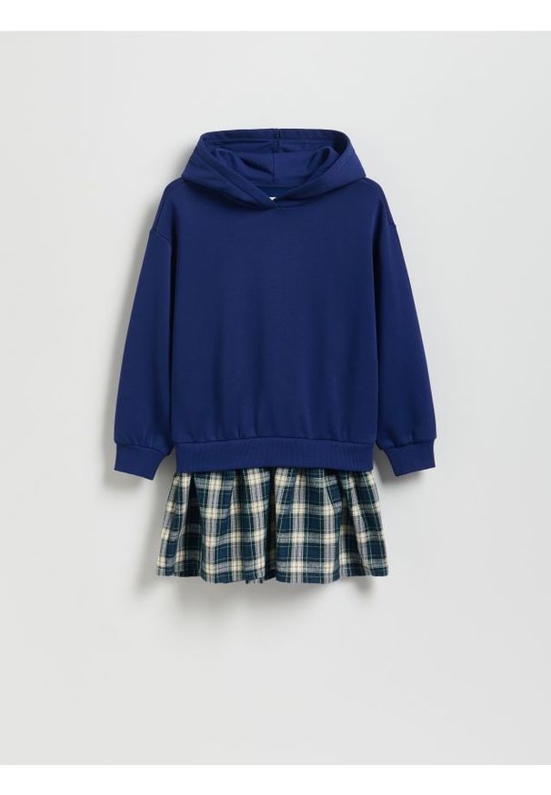 Reserved - Dzianinowa sukienka - granatowy. Kolor: niebieski. Materiał: dzianina