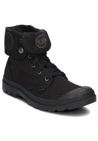 Buty do chodzenia męskie Palladium Baggy. Wysokość cholewki: za kostkę. Zapięcie: sznurówki. Kolor: czarny. Materiał: guma, materiał, tkanina, syntetyk. Szerokość cholewki: normalna. Sport: turystyka piesza