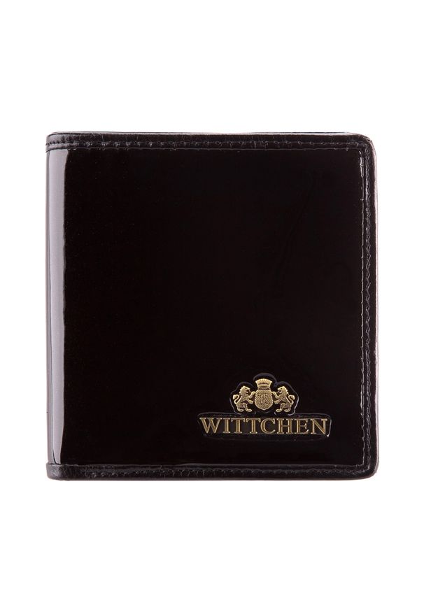 Wittchen - Damski portfel ze skóry lakierowany mały czarny. Kolor: czarny. Materiał: skóra, lakier
