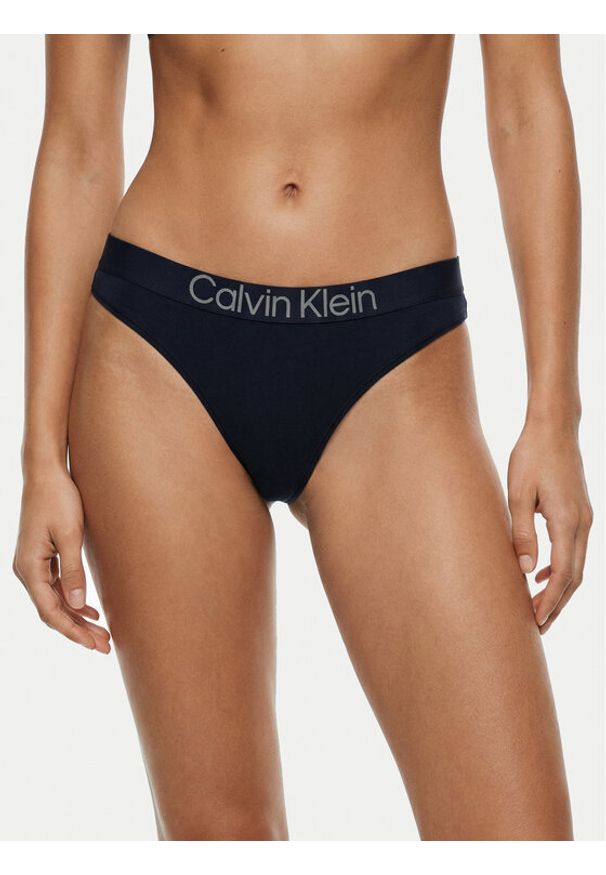 Calvin Klein Underwear Stringi LV00QD5292 Granatowy. Kolor: niebieski. Materiał: bawełna