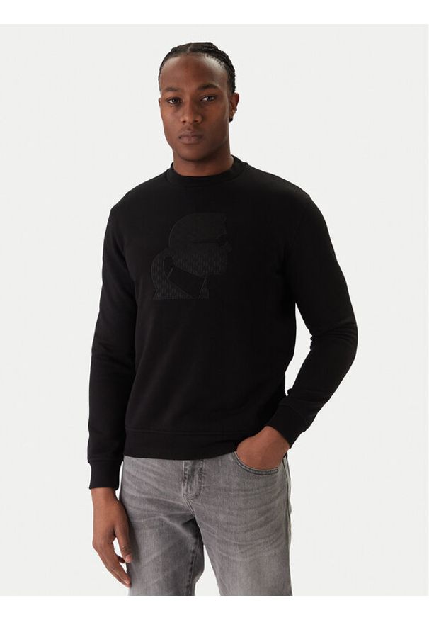 Karl Lagerfeld - KARL LAGERFELD Bluza 705027 561910 Czarny Regular Fit. Typ kołnierza: dekolt w karo. Kolor: czarny. Materiał: bawełna