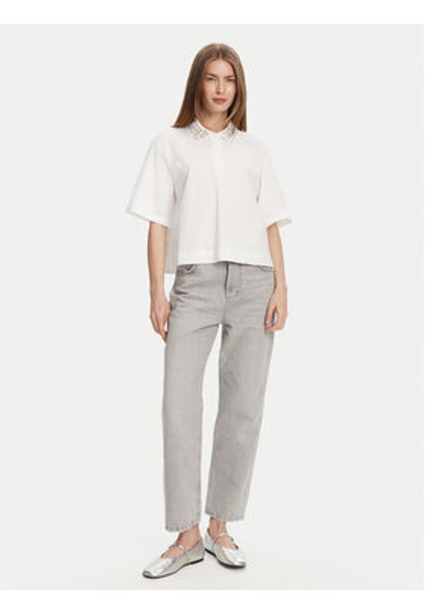 Marella Polo Gonzaga 2513951014 Biały Relaxed Fit. Typ kołnierza: polo. Kolor: biały. Materiał: bawełna
