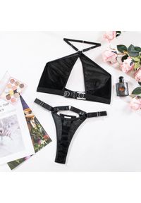 Intica - Biustonosz skrzyżowany z regulowanymi paskami komplet bielizny Jeanine. Kolor: czarny. Materiał: materiał, skóra #1