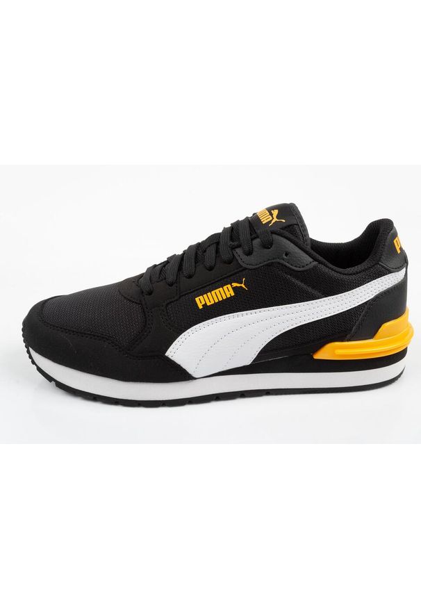 Buty sportowe młodzieżowe Puma ST Runner v4 Mesh. Kolor: czarny, biały, wielokolorowy, żółty. Materiał: mesh