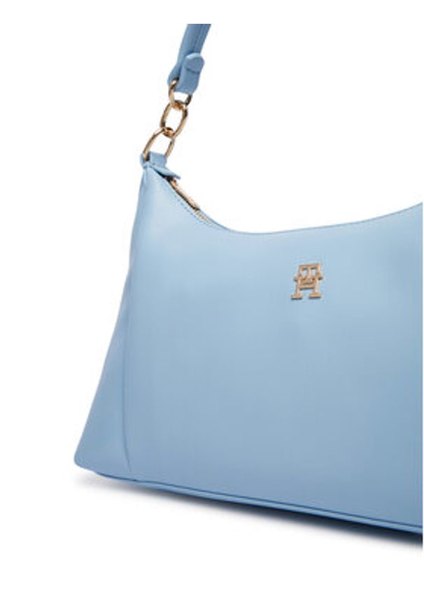 TOMMY HILFIGER - Tommy Hilfiger Torebka Th Essential Shoulder Bag AW0AW18373 Niebieski jasny. Kolor: niebieski. Materiał: skórzane
