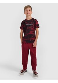 4f - 4F Spodnie sportowe szybkoschnące joggery chłopięce - burgundowe 158/164 (12-14 lat). Kolor: czerwony. Materiał: dzianina, skóra. Długość: długie. Sezon: lato #1
