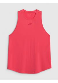 4f - 4F Top treningowy regular szybkoschnący damski - koralowy XL. Kolor: różowy. Materiał: materiał, włókno. Sport: fitness #1