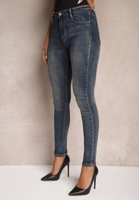 Renee - Granatowe Skinny Jeansy z Bawełny High Waist Navittha. Stan: podwyższony. Kolor: niebieski. Długość: długie. Styl: elegancki, klasyczny #2