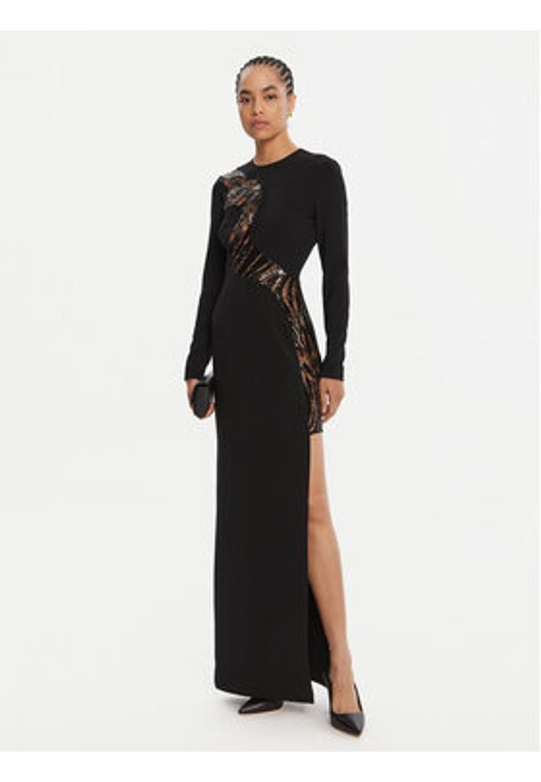 Just Cavalli Sukienka wieczorowa 79PAO919 N0587 Czarny Regular Fit. Kolor: czarny. Materiał: syntetyk. Styl: wizytowy
