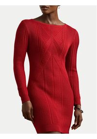 Lauren Ralph Lauren - LAUREN RALPH LAUREN Sukienka dzianinowa 200971346001 Czerwony Slim Fit. Kolor: czerwony. Materiał: bawełna #3