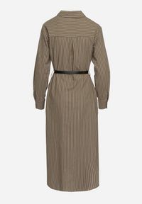 Born2be - Zielona Koszulowa Sukienka na Guziki z Paskiem i Imitacją Kieszeni Tintarra. Kolor: zielony. Typ sukienki: koszulowe. Styl: elegancki, sportowy, klasyczny #7