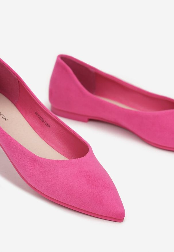 Renee - Fuksjowe Wsuwane Balerinki na Płaskiej Podeszwie Brooklyne. Zapięcie: bez zapięcia. Kolor: różowy. Obcas: na płaskiej podeszwie. Styl: elegancki