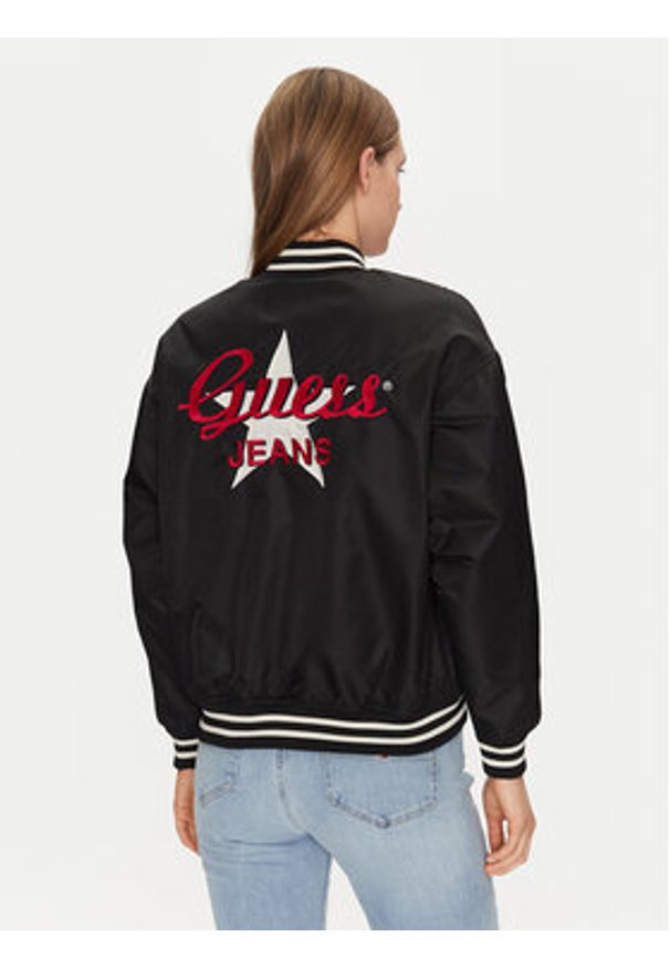 Guess Jeans Kurtka bomber W5RL43 WHAA2 Czarny Regular Fit. Kolor: czarny. Materiał: syntetyk