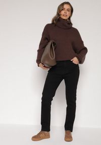 Born2be - Czarne Bawełniane Jeansy Skinny z Regularnym Stanem Sewnela. Kolekcja: plus size. Kolor: czarny. Styl: wizytowy, klasyczny, elegancki #6