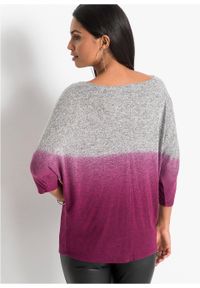 Shirt oversize w cieniowanym kolorze bonprix szaro-jeżynowy melanż. Kolor: szary. Wzór: melanż #2